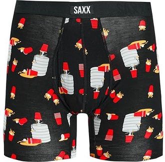 Saxx Underwear Vibe Xtra Soft Comfort Boxer Brief Fly Mens Underwear Tapped Out/Black : 2XL, Elastane/Mesh/Viscose