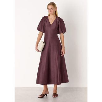 Whistles Silk Blend Taffeta Maxi Dress in Burgundy at Nordstrom, Size 6
