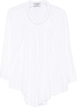 Coperni White Flowing Draped Sleeves Cape Top