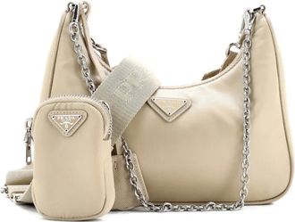 Prada Re-Edition 2005 Shoulder Bag Tessuto kleine crossbodytas - Beige