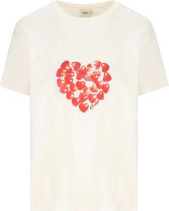 Chlo&eacute; Tops, Dames, Wit, S, Katoen, T-shirt met kersenprint