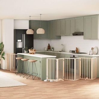 vidaXL Puerta Para Perros Plegable 9 Paneles Madera De &Aacute;lamo 450 Cm Vidaxl