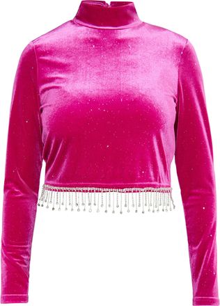 Faina Glittershirt van stretchfluweel Dames roze