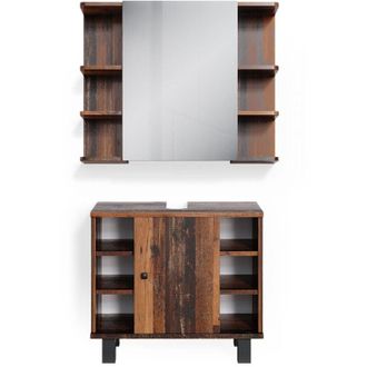 Vicco Set mobili bagno Fynn, Rovere rustico, 2 parti