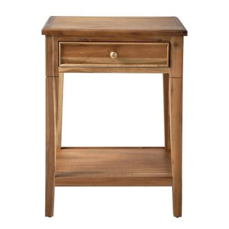 Signature Mesita de noche de 1 caj&oacute;n de madera maciza envejecida