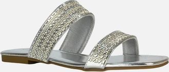 XY London Womens XY London Womens/Ladies Lucy Cork Metallic Slip-on Sliders - Silver - Size: 6