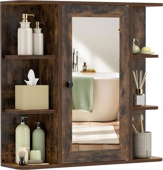 Costway Costway Armadietto Bagno A Parete Con Specchio Mobile Da Bagno Sospeso A Muro Mobiletto A Parete Con Specchio Trasparente Mobiletto Pensile Specchiera
