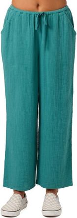 O'Neill Brenda Cotton Gauze Wide Leg Pants in North Sea at Nordstrom, Size Xx-Large