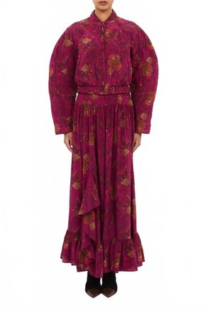 Ulla Johnson Lavinia Silk Quilted Bomber Jacket In Peony