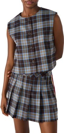 Steve Madden Alessa Sleeveless Plaid Shirt in Brown Plaid at Nordstrom, Size Xx-Large