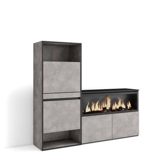 Skraut Home Skraut Home - Zapatero, Armario Zapatos Botas, 167x145x35 Cm, Dormitorio, Habitaci&oacute;n, Chimenea El&eacute;ctrica Xxl, Estilo Moderno, Gris Cemento
