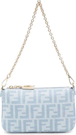 Fendi Pochette Baguette - Dames - Schoudertassen - Blauw - ONE Size - Katoen - Tassen