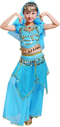Generic Girls Belly Dance Costume Dance Outfits Kids Indian Belly Dance Girls Costume Performance Outfits Girls Pants Top Waist Belly Dancing Clothes Carnival