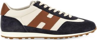 Hogan Dark Navy Suede Brown Accent Sneakers