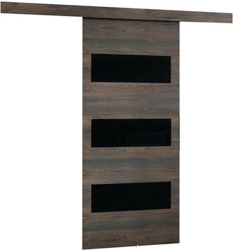 Mirjan24 Mobilier1 - Puerta Corredera Dover 135, Fresno Oscuro + Negro