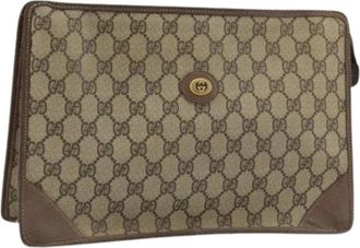 Gucci Pre-owned Clutches, female, Beige, Size: ONE SIZE Pre-owned Vintage GG Canvas Clutch