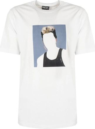 Diesel Minimalistisch T-shirt met ronde hals - Heren - T-shirts - Wit - M - Katoen - Tops