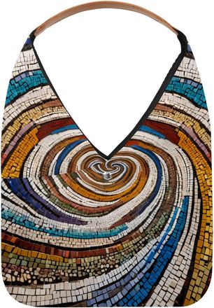 Generic Mosaic Spiral Pattern Reusable Lightweight Grocery Bags - Foldable Into Compact Pouch, Washable & Sturdy, Multipurpose for Shopping and Travel