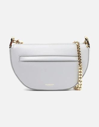 Burberry Womens Mini Leather Zip Olympia Bag - White - Size: UNI
