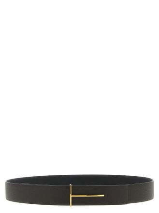 Tom Ford Dark Brown Logo Buckle Reversible Belt