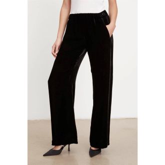 Velvet Womens by and Silk Solid Patterned Wide Leg Trousers in Black - Size 10 UK