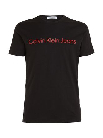 Calvin Klein Jeans T-Shirt CALVIN KLEIN JEANS CORE INSTITUTIONAL LOGO SLIM TEE, Herren, Gr. 3XL, rot (ck schwarz, salsa), Single Jersey, Obermaterial: 100% Baumwolle, be