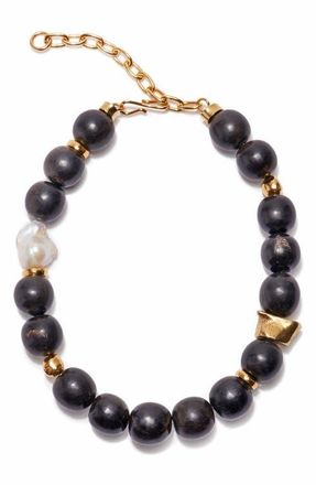 Lizzie Fortunato Oria Bead & Freshwater Pearl Necklace in Black at Nordstrom
