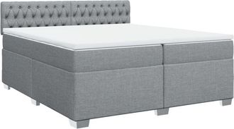 vidaXL Cama Box Spring Con Colch&oacute;n Tela Gris Claro 200x200 Cm Vidaxl