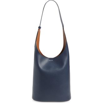 Veronica Beard Large Loop Leather Shoulder Bag in Navy Hazelwood at Nordstrom