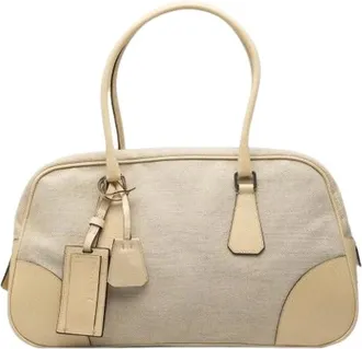 Prada Pre-owned Handbags, female, Beige, Size: ONE SIZE Pre-owned Vintage Canvas Handbag