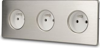 OEM Enchufe Triple El&eacute;ctrico De Acero Blanco Cepillado