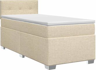 vidaXL Cama Box Spring Con Colch&oacute;n Con Cabecera Crema 90 X 190 Cm Tela Vidaxl