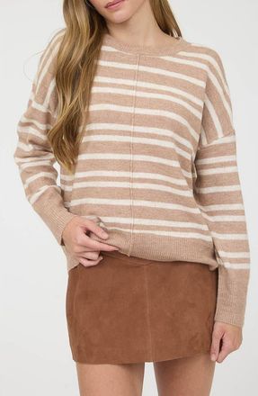 Blu Pepper Stripe Relaxed Fit Sweater in Taupe at Nordstrom Rack, Size Medium