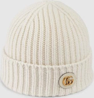 Gucci Wool Cashmere Hat With Double G, Size Large