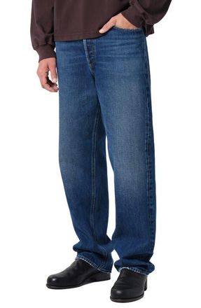 A Gold E 90s Mid Rise Relaxed Straight Leg Jeans in Dark Indigo at Nordstrom, Size 31