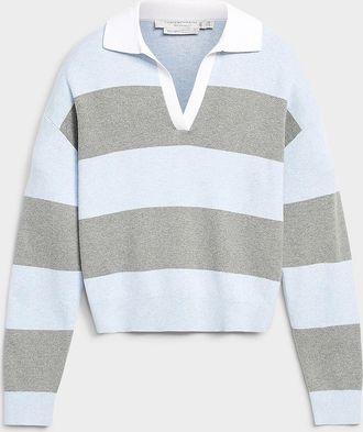 Contemporaine Womens Rugby stripes Johnny-collar sweater