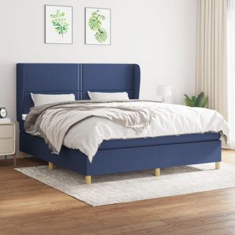 vidaXL Vidaxl - Cama Box Spring Con Colch&oacute;n Tela Azul 180x200 Cm