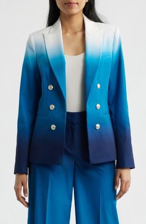 Tahari by ASL Faux Double Breasted Blazer in Blue Jewel Ombre at Nordstrom, Size 12