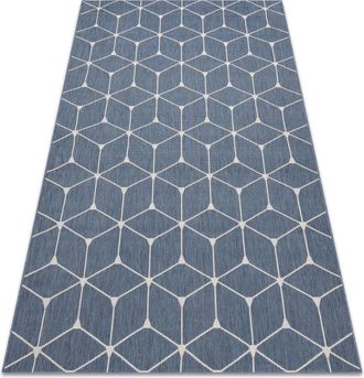 RugsX Rugsx - Alfombra De Cuerda Sisal Flat 48721/591 Cubos 3d Azul Blue 200x290 Cm