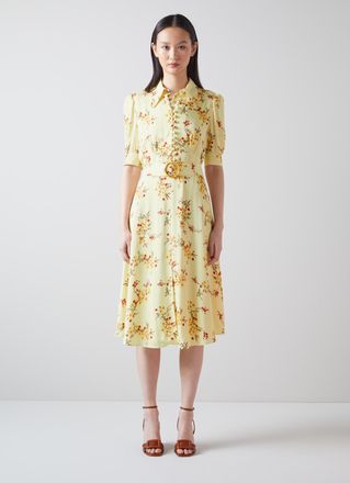 L.k. Bennett Womens Amor Dresses, Multi - Yellow - Size 12 UK