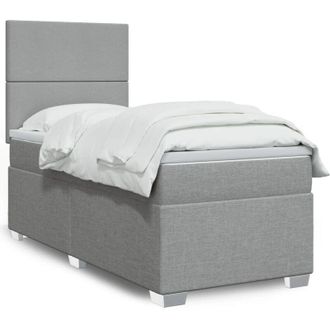 vidaXL Vidaxl - Cama Box Spring Con Colch&oacute;n Tela Gris Claro 100x200 Cm