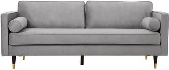 Concept Usine Sofá de terciopelo gris claro de 3 plazas