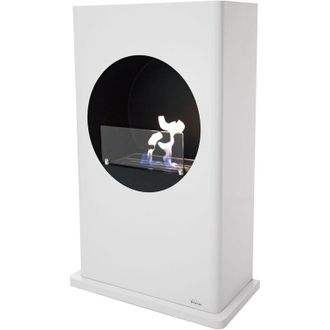 Purline Chimenea De Etanol De Suelo En Acero Lacado Blanco