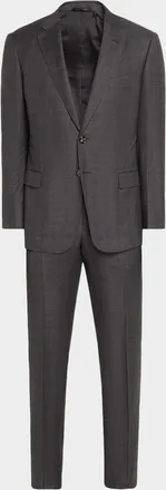 Giorgio Armani Men & apos;s Brushed Wool Plaid Classic Fit Suit