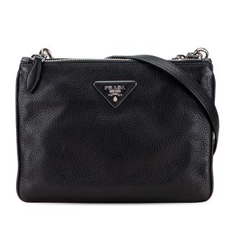 Prada Leren Schoudertas met Crossbody Strap