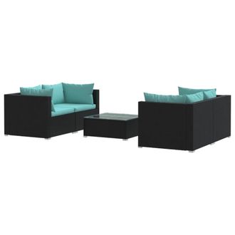 vidaXL 5 Pcs Garden Lounge Set Con Coj&iacute;n De Empuje De Terciopelo