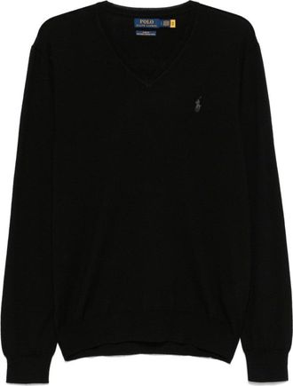 Polo Ralph Lauren V-Neck Wool Sweater With Embroidered Logo