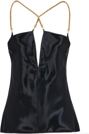 Ferragamo Ferragamo Black Twisted-Strap Satin Top. Size XS