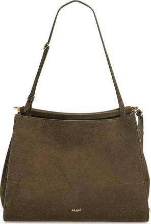 Alaia Medium Le Click Suede Shoulder Bag in Khaki at Nordstrom