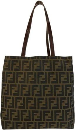 Fendi Pre-owned Tote Bags, female, Brown, Size: ONE SIZE Pre-owned Canvas Tote Bag